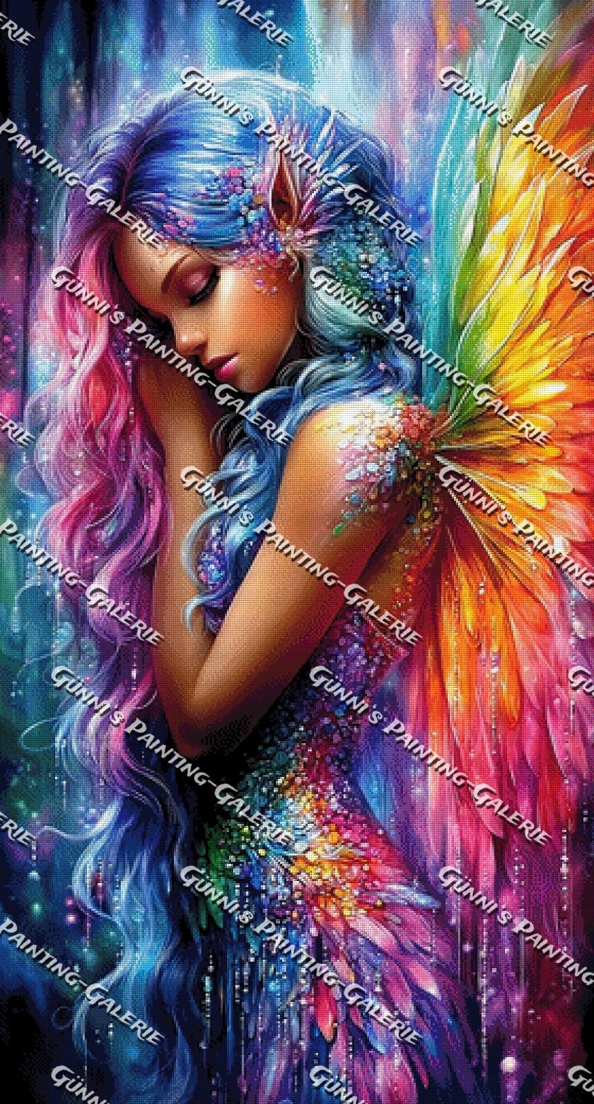 ***Sofortkauf*** Träumerin der Farben by illumaris KI_Art 70x130 447 Farben AB, FD, Strass mit Bunten Rand
