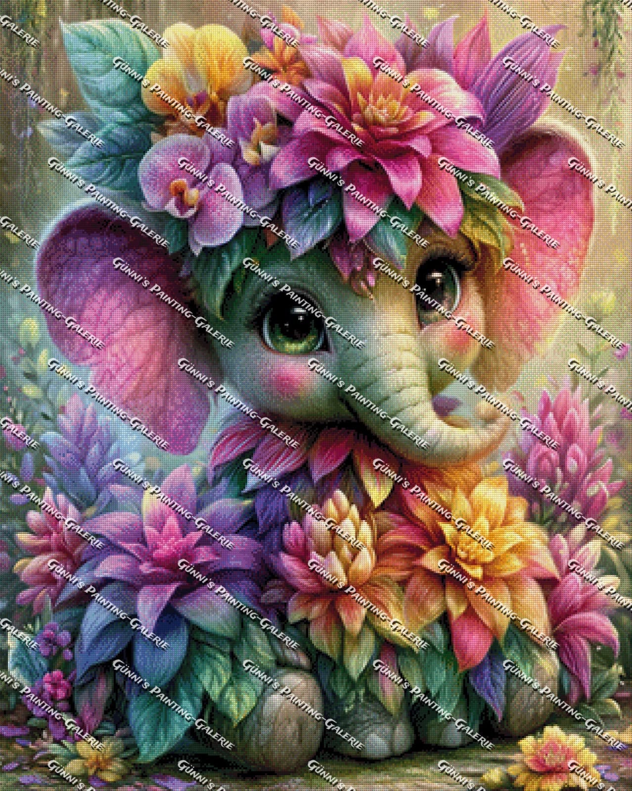 Blütenelefant by Elly_A.I. 80x100 280 Farben