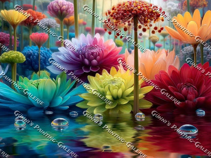 Blütenzauber am Wasser by QN 120x90 330 Farben