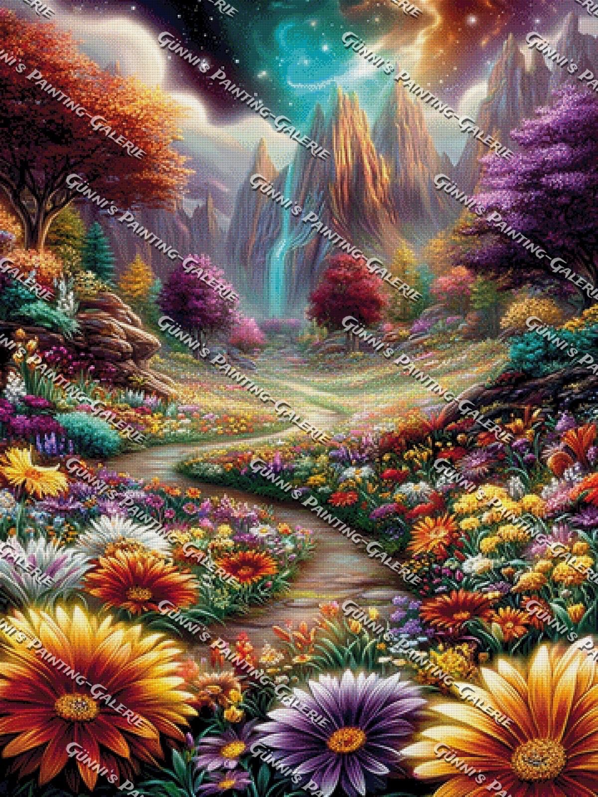 Tal der ewigen Blüten by illumaris KI_Art 90x120 375 Farben