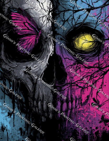 Butterfly Skull by Karla 70x90 120 Farben