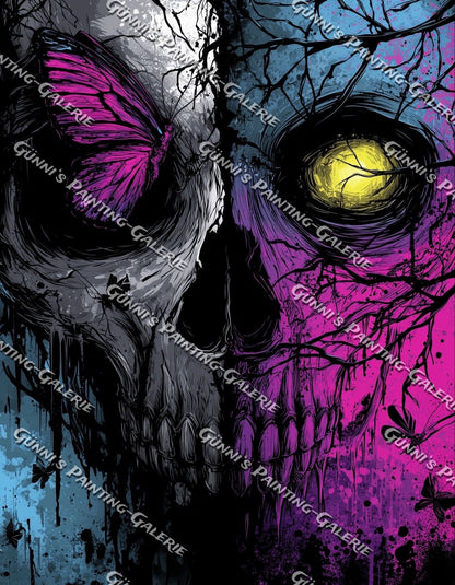 Butterfly Skull by Karla 70x90 120 Farben