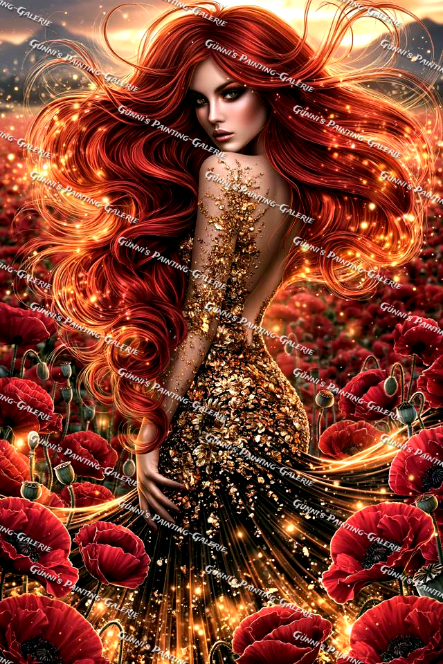 Die Königin der Mohnblüten by illumaris KI_Art 80x120 190 Farben