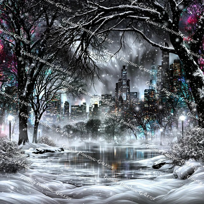 Die Stille der Winternacht by illumaris KI_Art 90x90 170 Farben