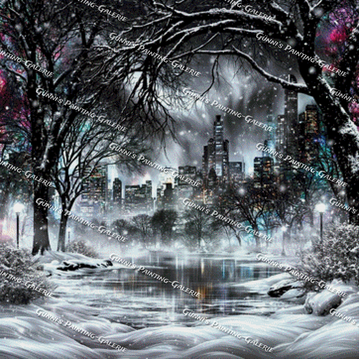 Die Stille der Winternacht by illumaris KI_Art 90x90 170 Farben