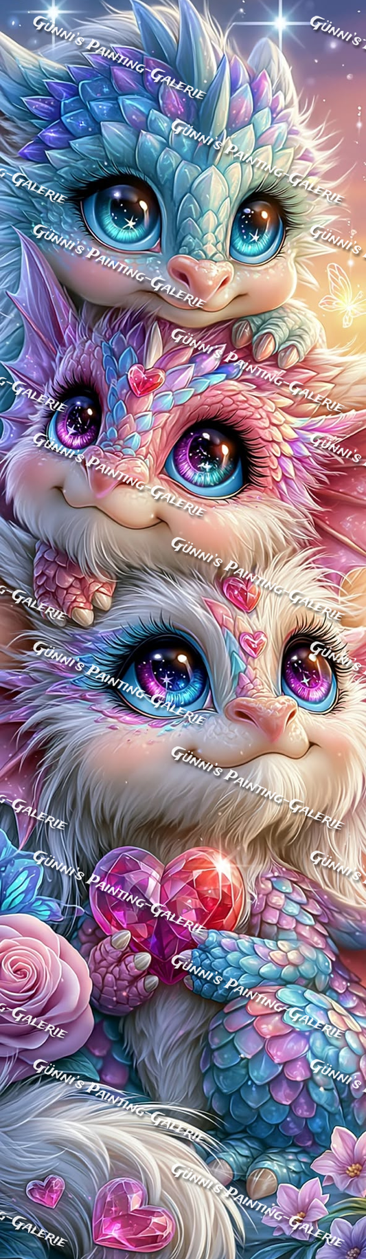 Drei Herzen voller Drachenmagie by illumaris KI_Art 35x120 220 Farben