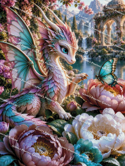 Ein Drache im Paradies by illumaris KI_Art 90x120 320 Farben