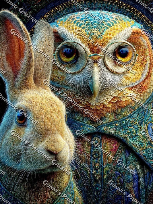 Zeitlos - Eulchen&Hasi by QN 75x100 295 Farben