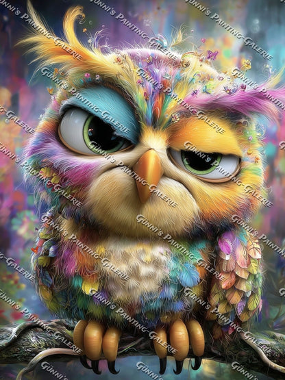 Die genervte Regenbogen-Eule by QN 75x100 315 Farben