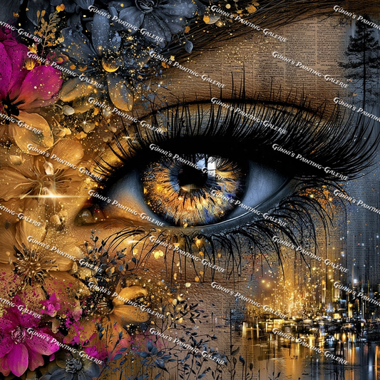 Goldener Blick der Fantasie by QN 90x90 195 Farben
