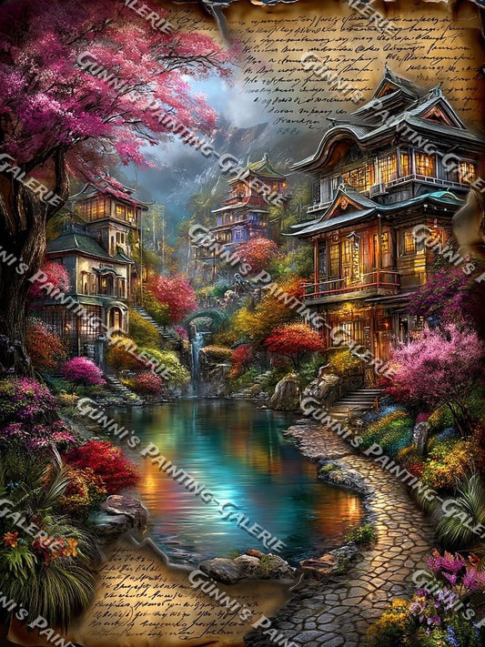 Vintage - Flüstern der Kirschblüten by Andy‘s_AI_Art 90x120 315 Farben