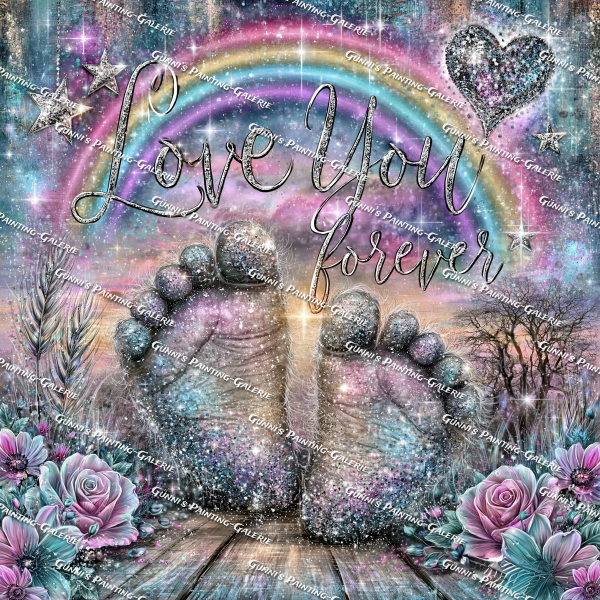 Kleine Füße auf Sternenwegen by QN 80x80 220 Farben