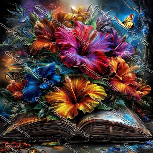 Das Buch der Hibiskus Blüten II by Andy‘s_AI_Art 100x100 400 Farben