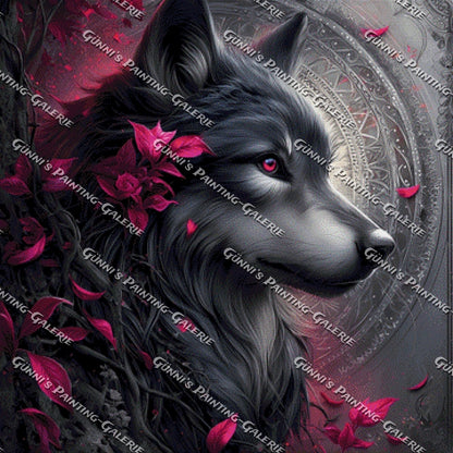 Whisper in Crimson - Der Schattenwolf 90x90 150 Farben