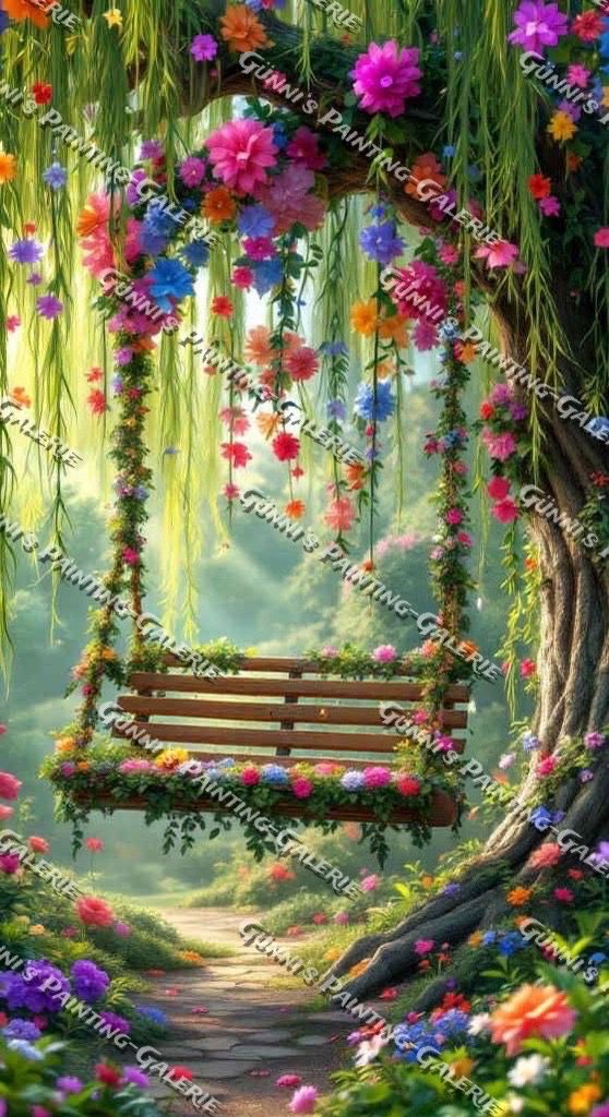 Schaukel der tausend Blüten by QN 60x110 230 Farben