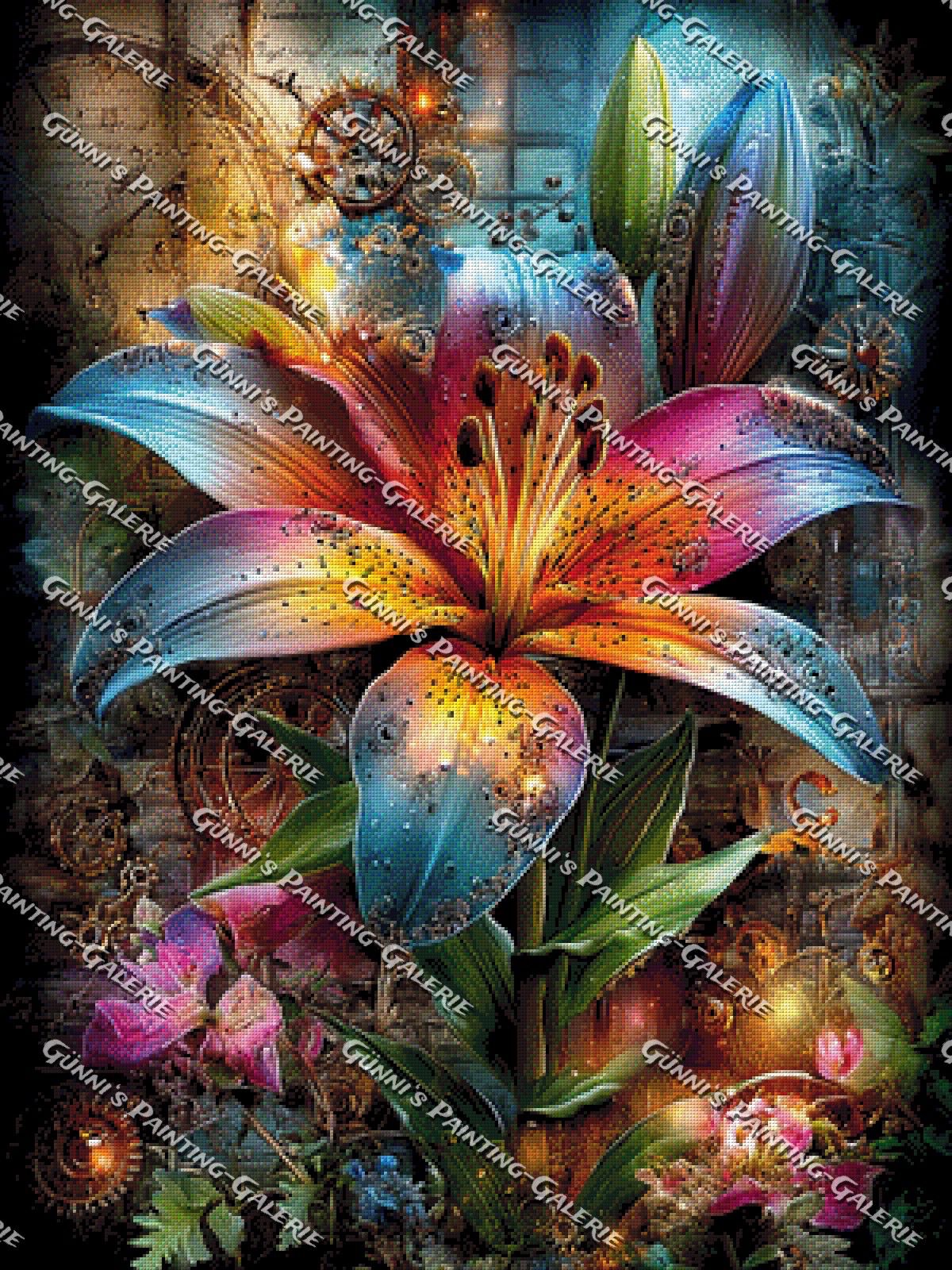 Steampunk-Lilie by Andy‘s_AI_Art 75x100 420 Farben