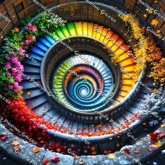 Die Treppe der Jahreszeiten by QN 90x90 420 Farben