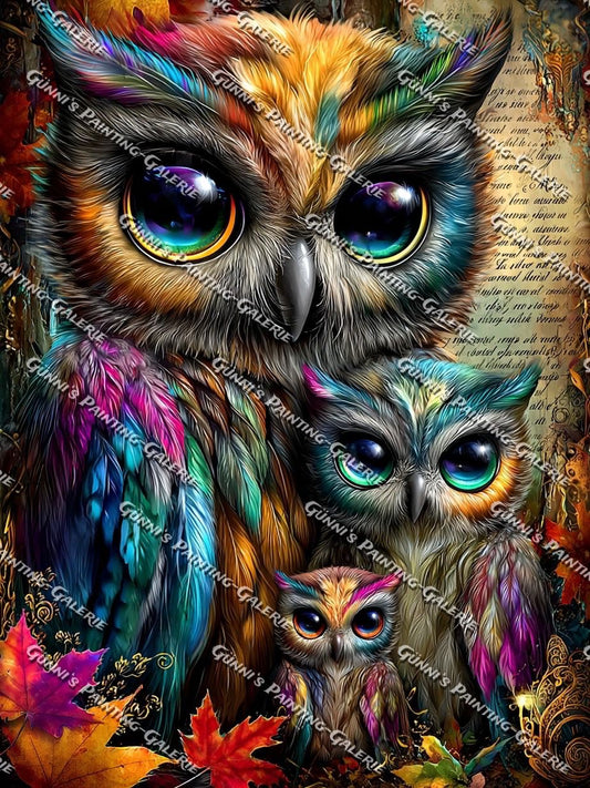 Vintage - Eulenfamilie by Andy‘s_AI_Art 75x100 370 Farben