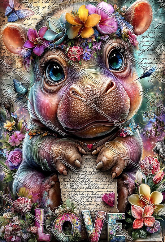 Vintage - Nilpferd  by Andy‘s_AI_Art 75x110 400 Farben
