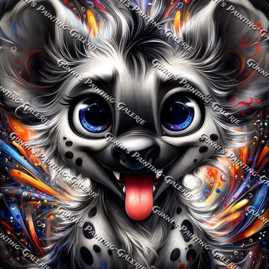 Ein frecher Blick im Farbenchaos by illumaris KI_Art 50x50 110 Farben