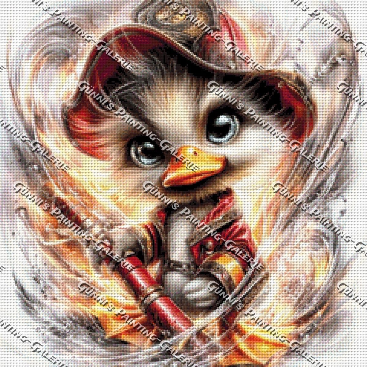 Die Feuerwehr-Ente, die keine Angst kennt by illumaris KI_Art 60x60 120 Farben