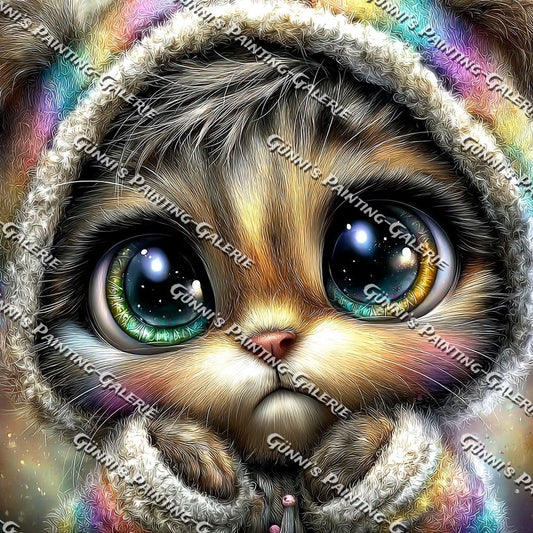 Das verträumte Kätzchen im Kuschelmantel by Andy‘s_AI_Art 50x50 120 Farben