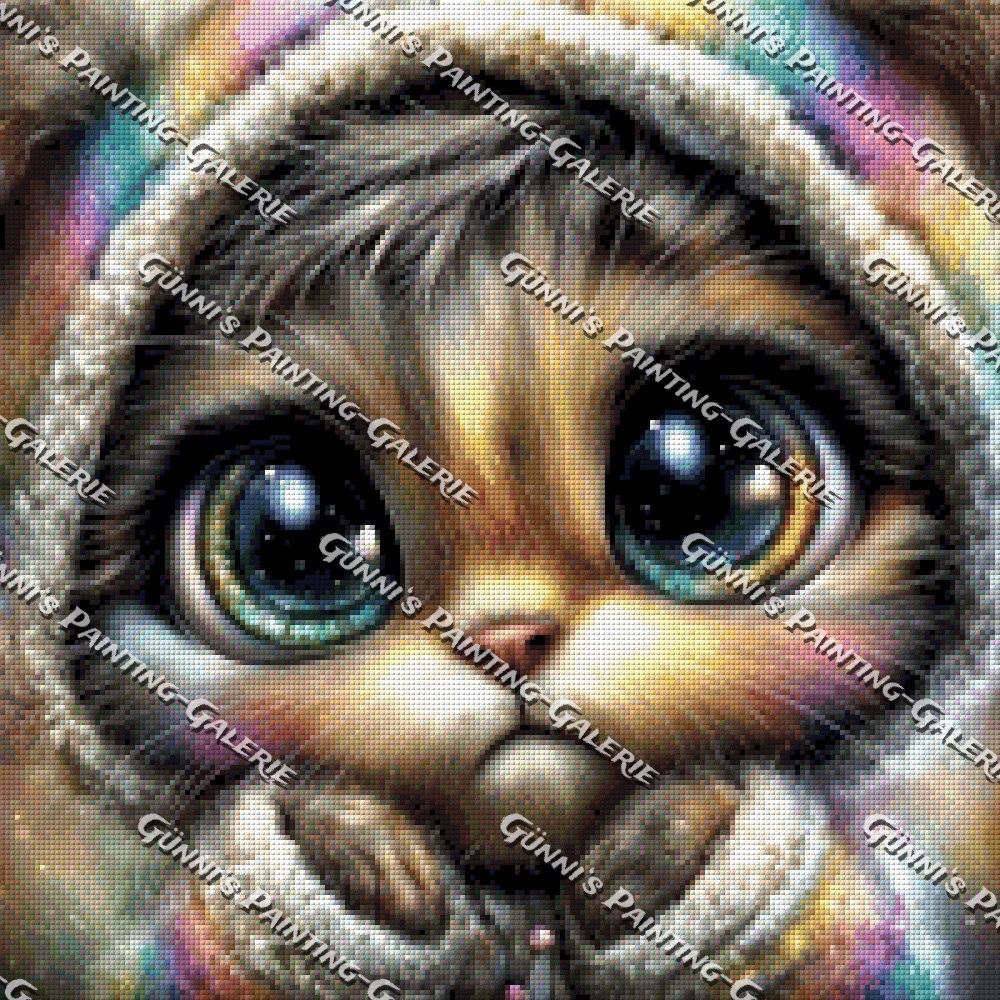 Das verträumte Kätzchen im Kuschelmantel by Andy‘s_AI_Art 50x50 120 Farben