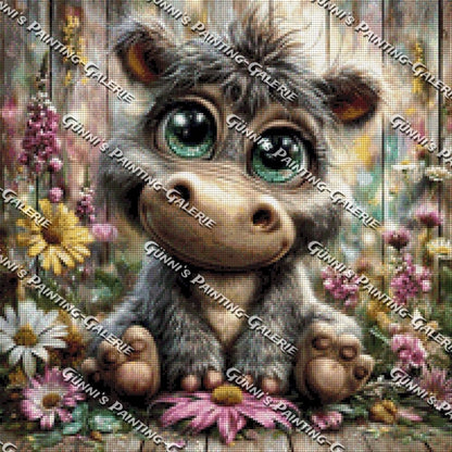 Blümchen-Hippo by Andy‘s_AI_Art 50x50 110 Farben