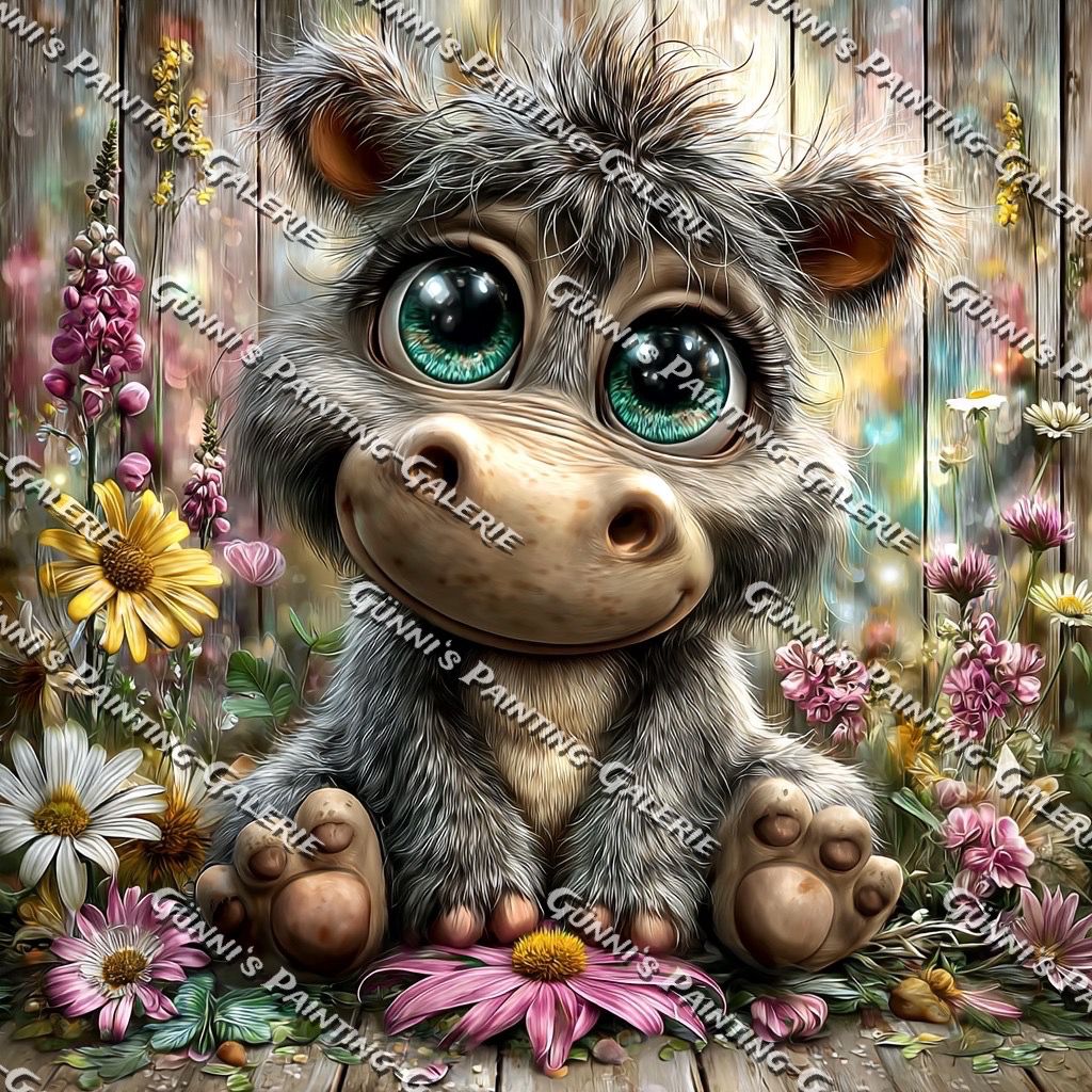 Blümchen-Hippo by Andy‘s_AI_Art 50x50 110 Farben