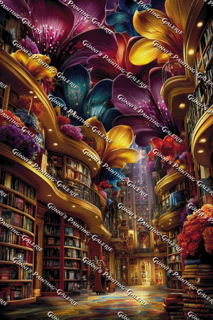 Die Bibliothek der blühenden Träume by QN 80x120 320 Farben