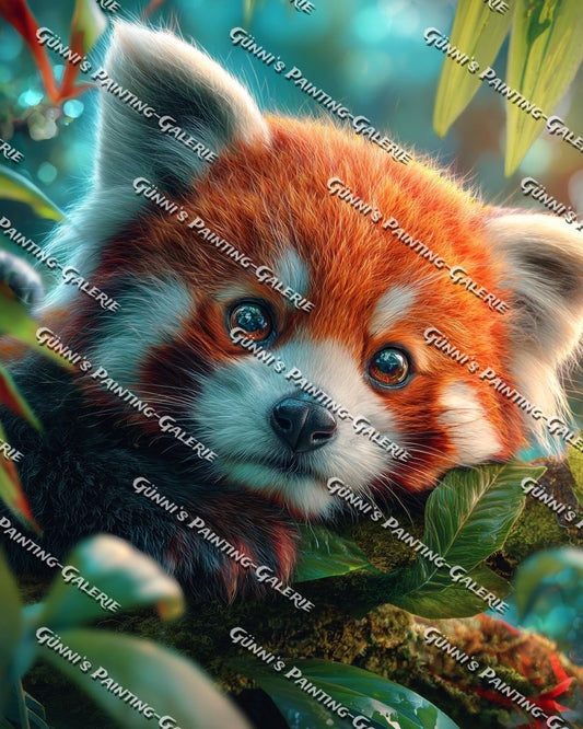 Roter Panda im Morgentau by Elly_A.I. 80x100 270 Farben