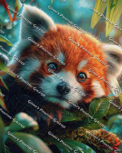 Roter Panda im Morgentau by Elly_A.I. 80x100 270 Farben