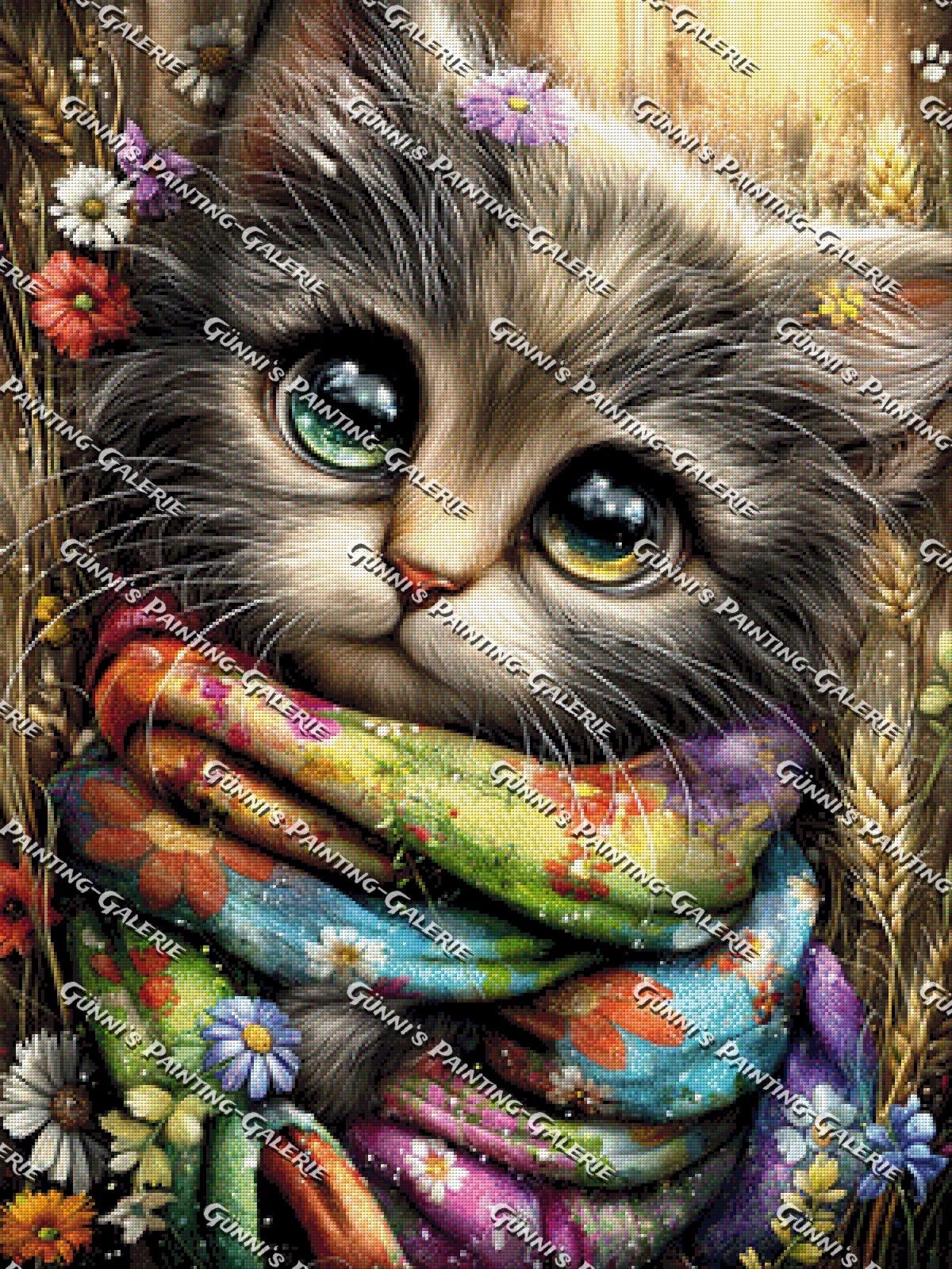Verträumte Blütenkatze by Andy‘s_AI_Art 75x100 280 Farben