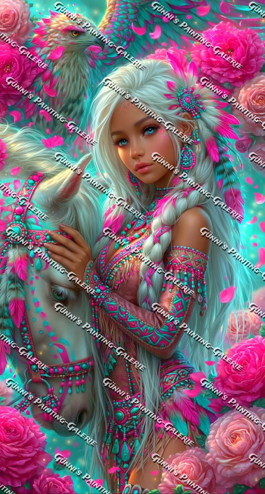 Die Königin des Blütenwinds by Elly_A.I. 70x130 290 Farben