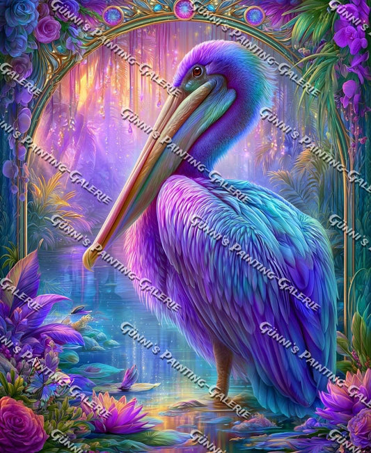 Pelikan der Morgenröte by Elly_A.I. 80x100 275 Farben