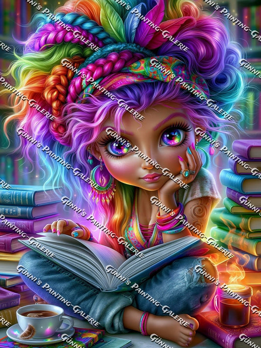 Lesen im Farbenrausch by illumaris KI_Art 75x100 345 Farben