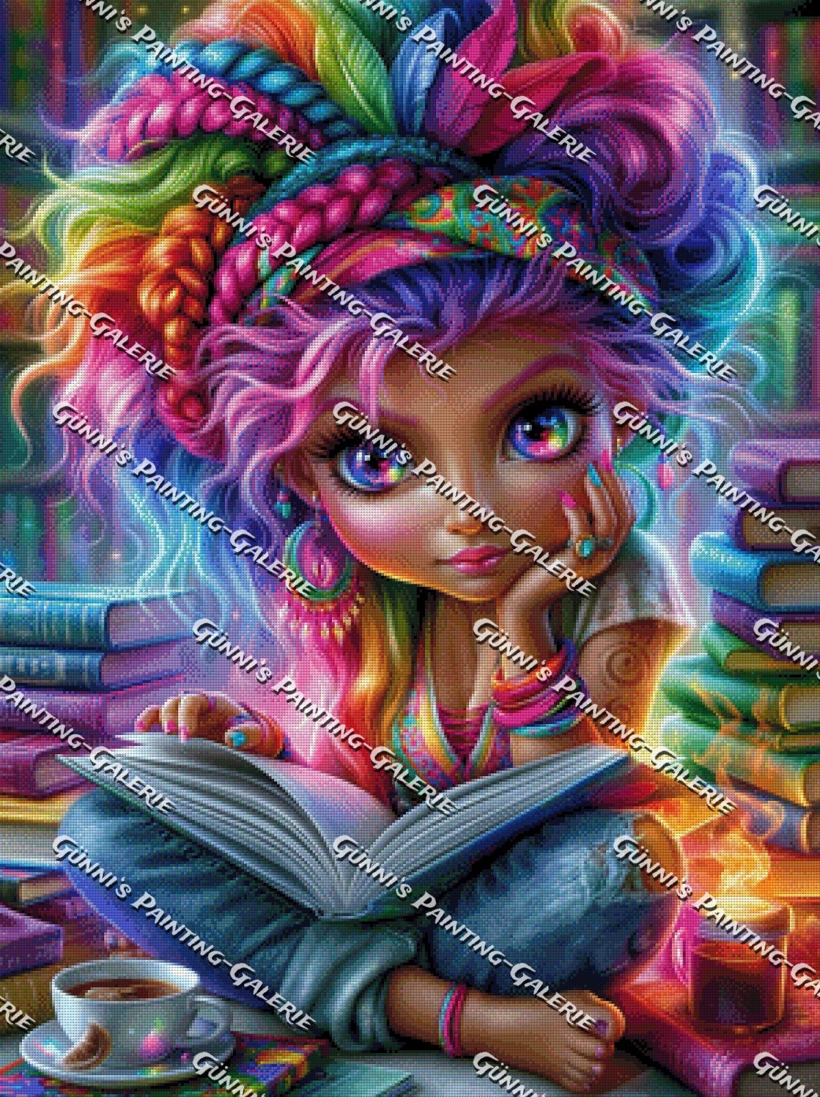 Lesen im Farbenrausch by illumaris KI_Art 75x100 345 Farben