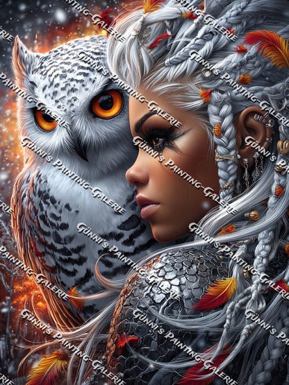 Die Wächterin der Eule by illumaris KI_Art 75x100 215 Farben