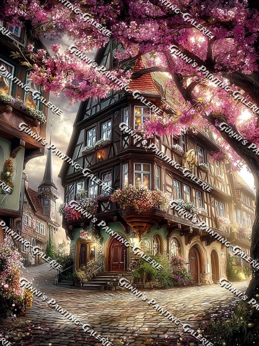 Das Haus unter den Kirschblüten by illumaris KI_Art 90x120 260 Farben