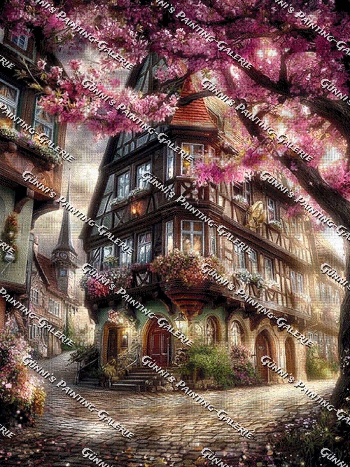 Das Haus unter den Kirschblüten by illumaris KI_Art 90x120 260 Farben