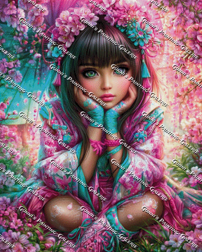 Im Garten der Kirschblüten by Elly_A.I. 80x100 285 Farben