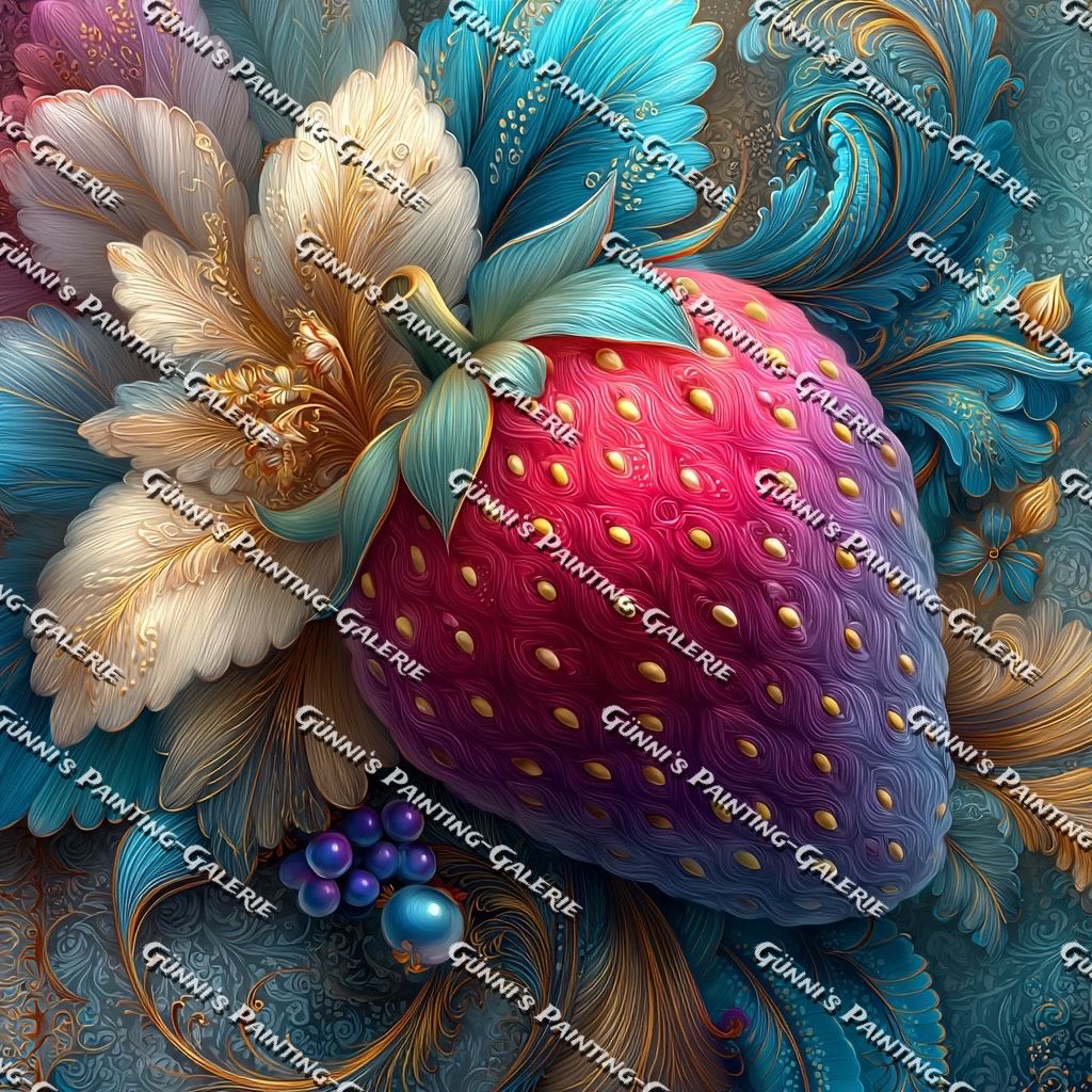 Erdbeerzauber by Elly_A.I. 60x60 120 Farben