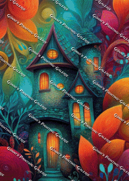 Die Hütte der Wunder by Elly_A.I. 50x70 120 Farben