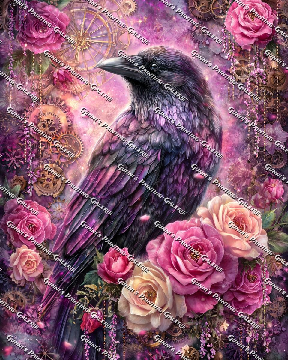 Der Rabe der Rosenzeit by Elly_A.I. 75x100 260 Farben