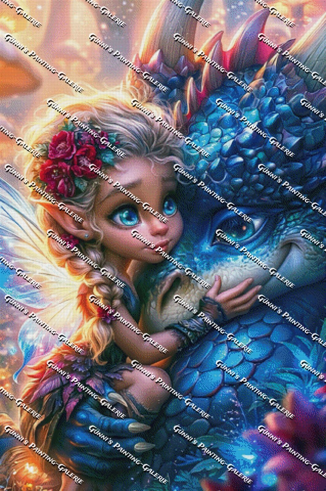 Lumina & der Saphirdrache by illumaris KI_Art 80x120 320 Farben