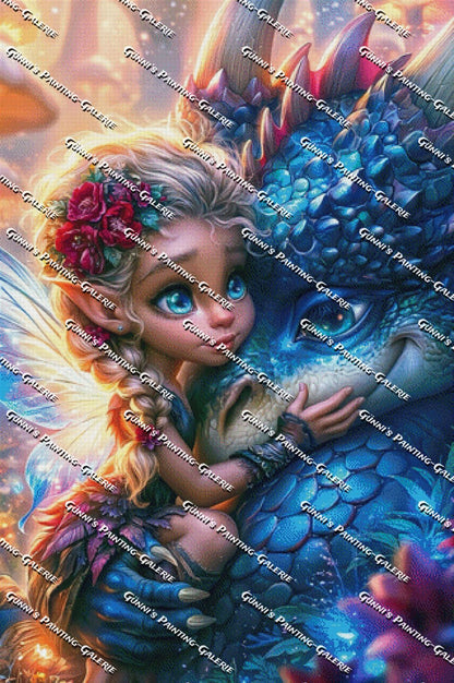 Lumina & der Saphirdrache by illumaris KI_Art 80x120 320 Farben