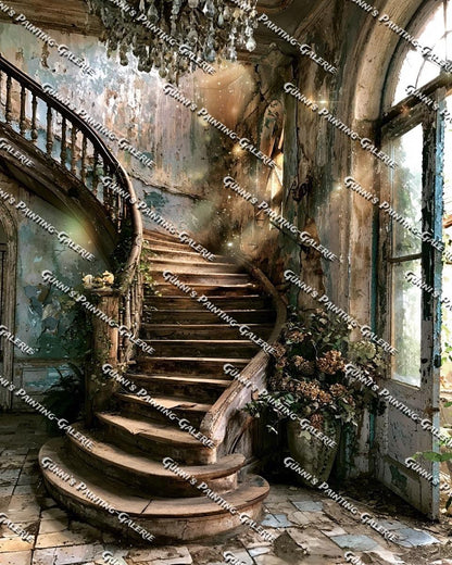 Lost Place - Stufen die Geschichten erzählen II by QN 80x100 180 Farben