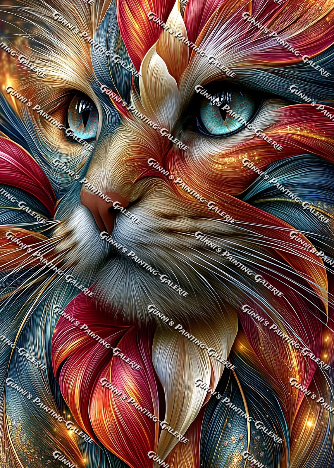 Prismatische Blütenkatze by Andy‘s_AI_Art 50x70 90 Farben