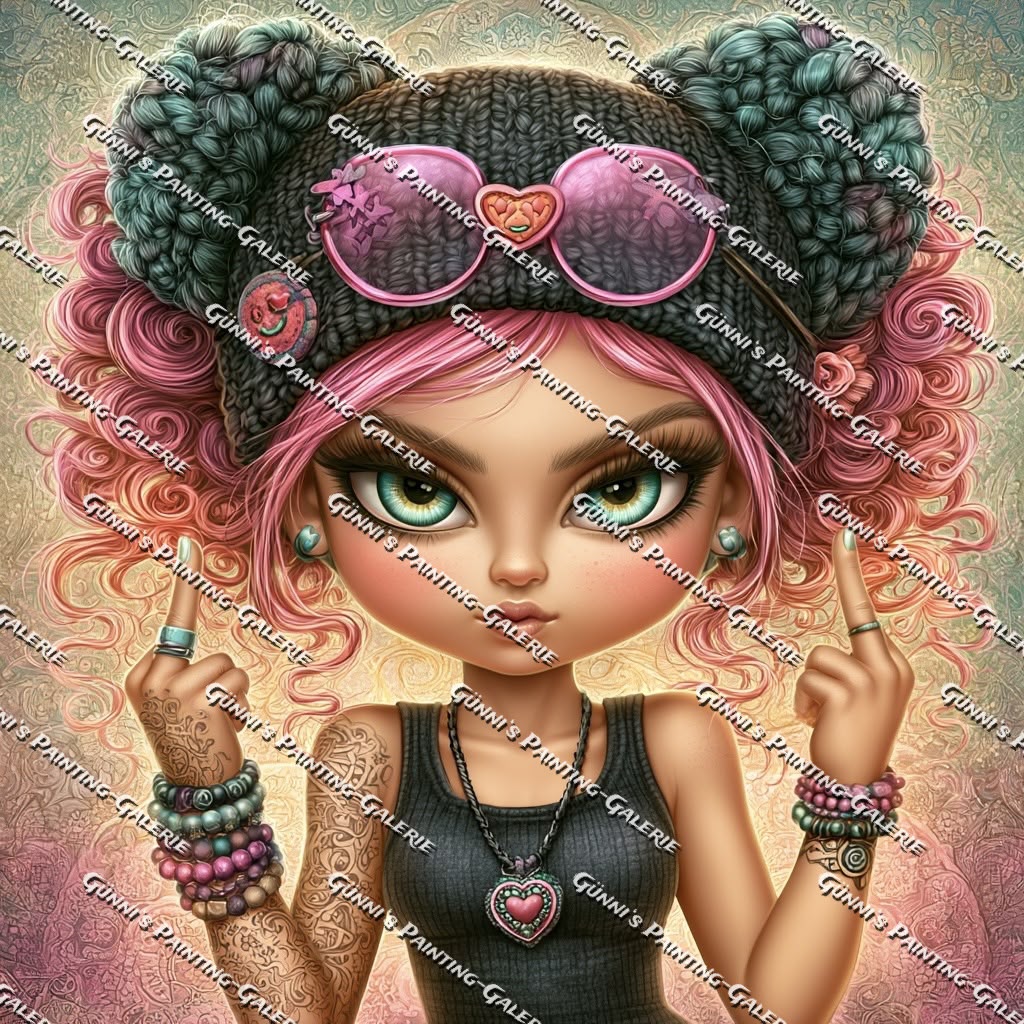 Rebellin in Rosa by Elly_A.I. 60x60 95 Farben
