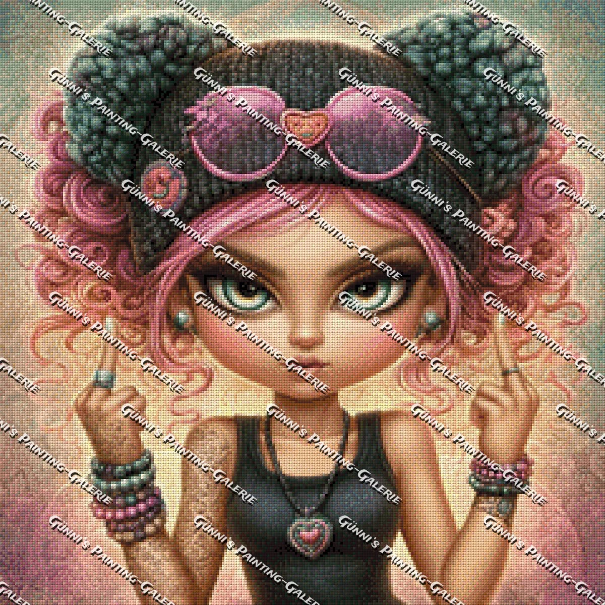 Rebellin in Rosa by Elly_A.I. 60x60 95 Farben